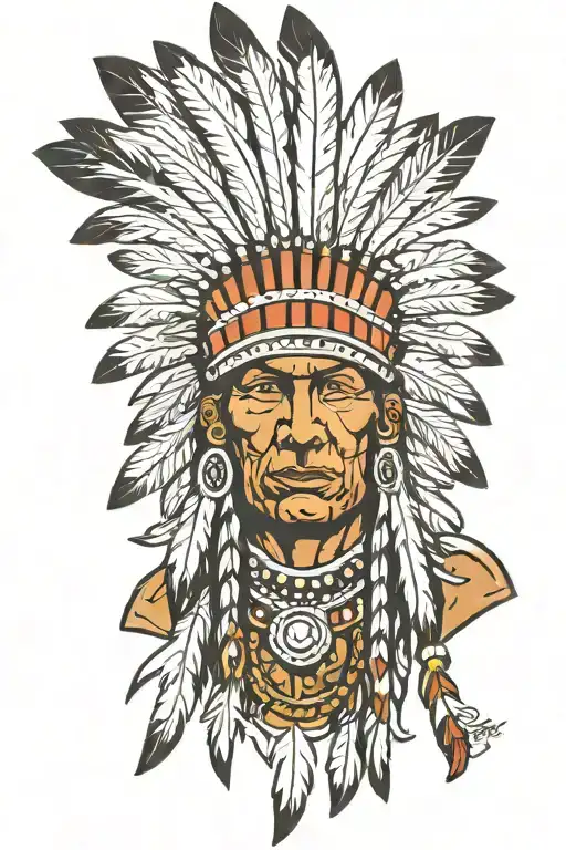 native American chief bust   tattoo design idea
