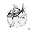 4 fishing lures tattoo design idea