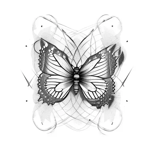 butterflies and barbed wire tattoo design idea