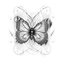 butterflies and barbed wire tattoo design idea