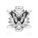 butterflies and barbed wire tattoo design idea