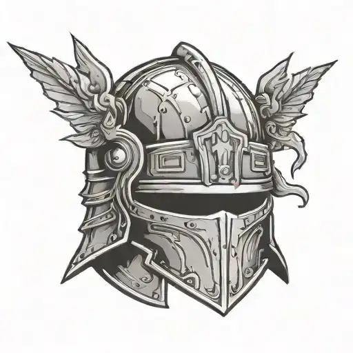 five bar front knights helmet tattoo design idea