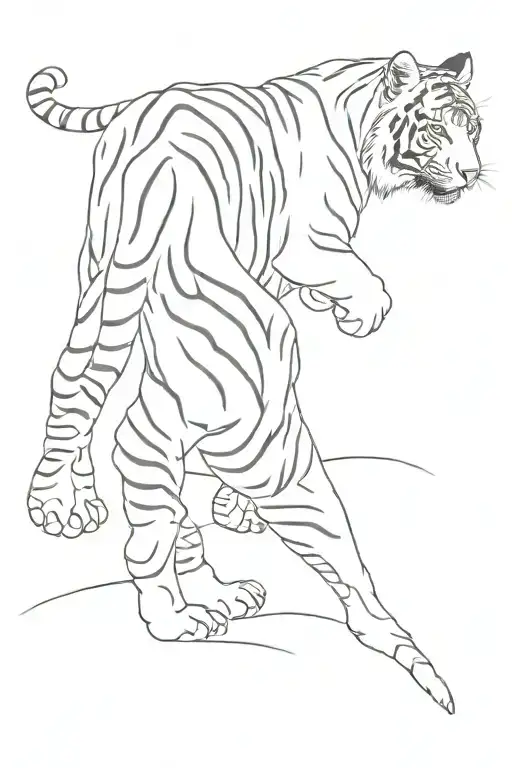 white tiger walking tattoo design idea