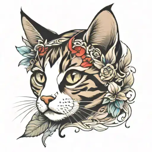 cat ears and nose print tattoo design idea