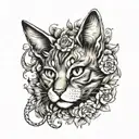 cat ears and nose print tattoo design idea