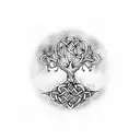 Celtic tree of life with Celtic word for love in it tattoo design idea