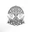 Celtic tree of life with Celtic word for love in it tattoo design idea