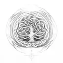 Celtic tree of life with Celtic word for love in it tattoo design idea