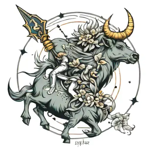 zodiac signs Sagittarius and Taurus tattoo design idea