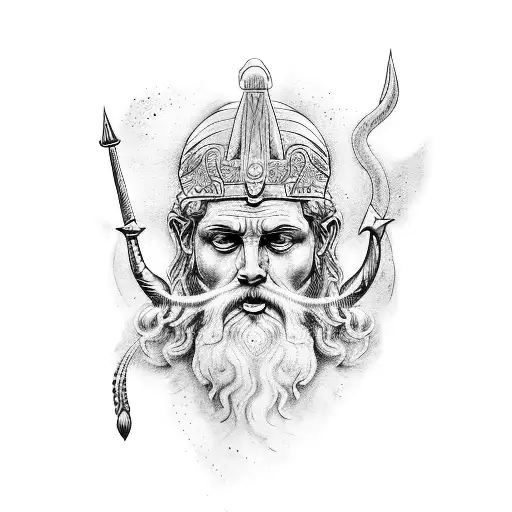  Get a tattoo that is for the entire arm, without colors that refers to ancient Greece, with Gods (Poseidon, Zeus... amo tattoo design idea