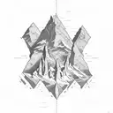 A dotwork map of a challenging hiking trail with a sniper rifle incorporated into the design tattoo design idea