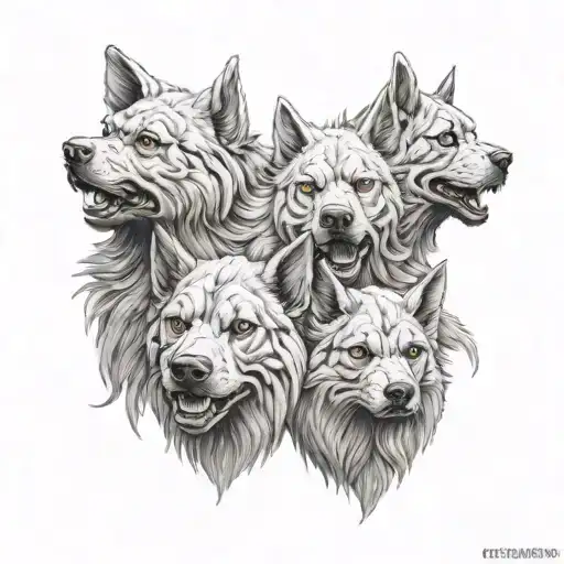 Cerberus 3 heads only tattoo design idea