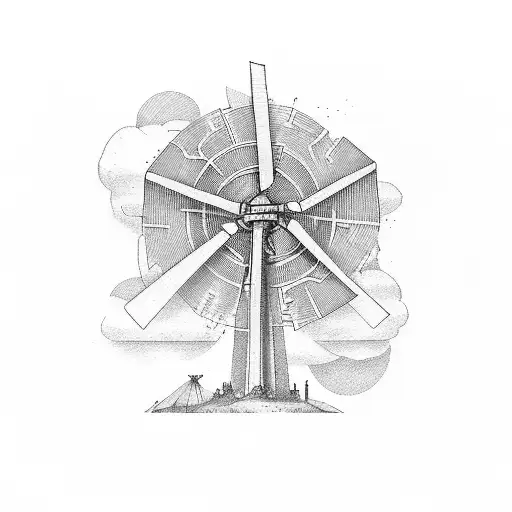 quixote windmills tattoo design idea