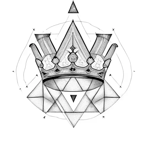 a black band, with a triangle point in the middle, each point has a crown to represent the Poet, King, and Warrior tattoo design idea