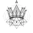 a black band, with a triangle point in the middle, each point has a crown to represent the Poet, King, and Warrior tattoo design idea
