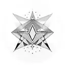 a black band, with a triangle point in the middle, each point has a crown to represent the Poet, King, and Warrior tattoo design idea