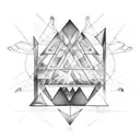 a black band, with a triangle point in the middle, each point has a crown to represent the Poet, King, and Warrior tattoo design idea