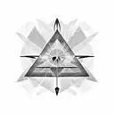 a black band, with a triangle point in the middle, each point has a crown to represent the Poet, King, and Warrior tattoo design idea