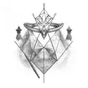 a black band, with a triangle point in the middle, each point has a crown to represent the Poet, King, and Warrior tattoo design idea