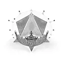 a black band, with a triangle point in the middle, each point has a crown to represent the Poet, King, and Warrior tattoo design idea