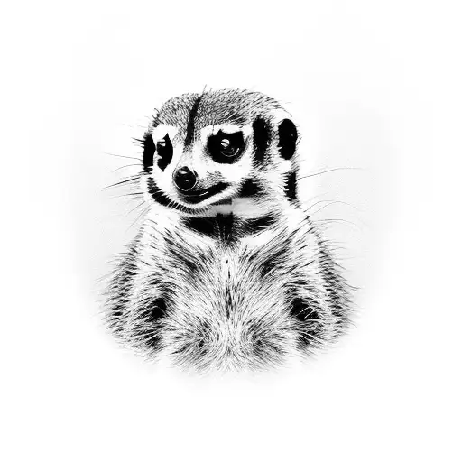 black and white meerkat looking away tattoo design idea