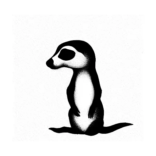 black and white minimalist baby meerkat tattoo design idea