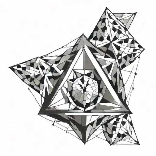 Incorporate an icosahedron into a geometric sleeve design representing the client's 20 years of marriage tattoo design idea