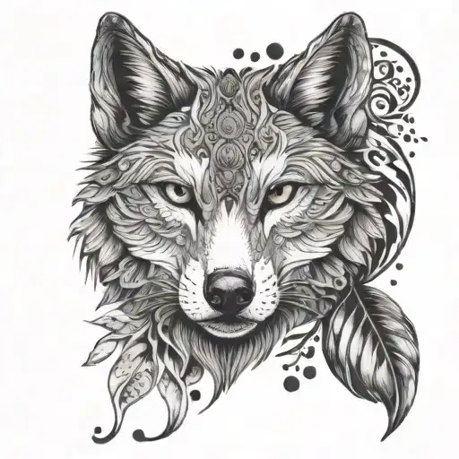A tattoo design symbolizing the bond between a wolf, owl, and fox to represent the client's family and resilience tattoo design idea