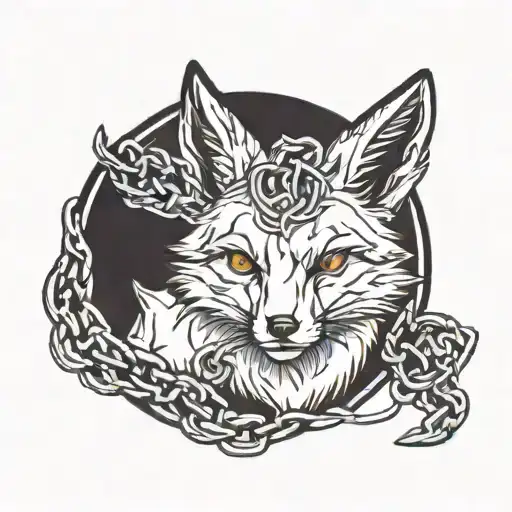 A tattoo design of a fox breaking free from chains to symbolize defiance and mental health awareness tattoo design idea