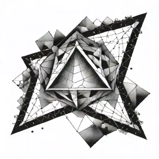 Incorporate an icosahedron into a geometric sleeve design representing the client's 20 years of marriage tattoo design idea