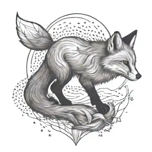 A tattoo design of a fox breaking free from chains to symbolize defiance and mental health awareness tattoo design idea