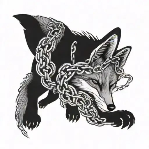 A tattoo design of a fox breaking free from chains to symbolize defiance and mental health awareness tattoo design idea