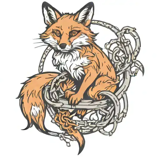 A tattoo design of a fox breaking free from chains to symbolize defiance and mental health awareness tattoo design idea
