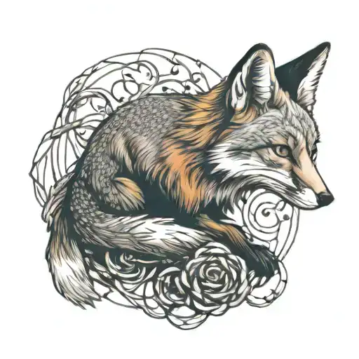 A tattoo design of a fox breaking free from chains to symbolize defiance and mental health awareness tattoo design idea
