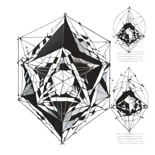 Incorporate an icosahedron into a geometric sleeve design representing the client's 20 years of marriage tattoo design idea