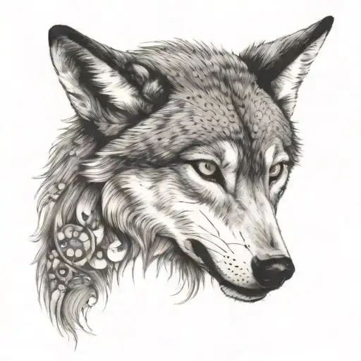 A tattoo design of a wolf howling at the moon, symbolizing intellectual growth  tattoo design idea