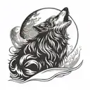 A tattoo design of a wolf howling at the moon, symbolizing intellectual growth  tattoo design idea