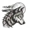 A tattoo design of a wolf howling at the moon, symbolizing intellectual growth  tattoo design idea