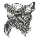 A tattoo design of a wolf howling at the moon, symbolizing intellectual growth  tattoo design idea