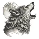 A tattoo design of a wolf howling at the moon, symbolizing intellectual growth  tattoo design idea