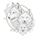 A tattoo design symbolizing the bond between a wolf, owl, and fox to represent the client's family and resilience tattoo design idea