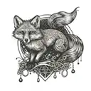 A tattoo design of a fox breaking free from chains to symbolize defiance and mental health awareness tattoo design idea