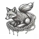 A tattoo design of a fox breaking free from chains to symbolize defiance and mental health awareness tattoo design idea