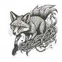 A tattoo design of a fox breaking free from chains to symbolize defiance and mental health awareness tattoo design idea