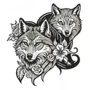 A tattoo design symbolizing the bond between a wolf, owl, and fox to represent the client's family and resilience tattoo design idea
