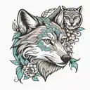 A tattoo design symbolizing the bond between a wolf, owl, and fox to represent the client's family and resilience tattoo design idea