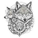 A tattoo design symbolizing the bond between a wolf, owl, and fox to represent the client's family and resilience tattoo design idea