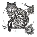 A tattoo design symbolizing the bond between a wolf, owl, and fox to represent the client's family and resilience tattoo design idea