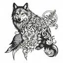 A tattoo design symbolizing the bond between a wolf, owl, and fox to represent the client's family and resilience tattoo design idea