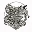 A tattoo design of a fox breaking free from chains to symbolize defiance and mental health awareness tattoo design idea
